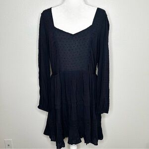 Express Womens Navy Blue Dotted Texture Long Sleeve Knee Length Dress Size XL
